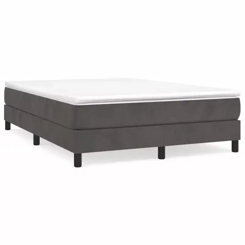 Bed Frame Dark grey Velvet (100% polyester), Plywood, Engineered Wood