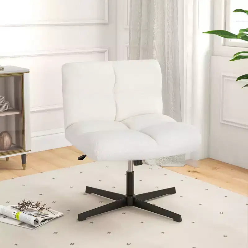 Armless Office Desk Chair Swivel Vanity Chair with Adjustable Height Grey/Brown/Beige