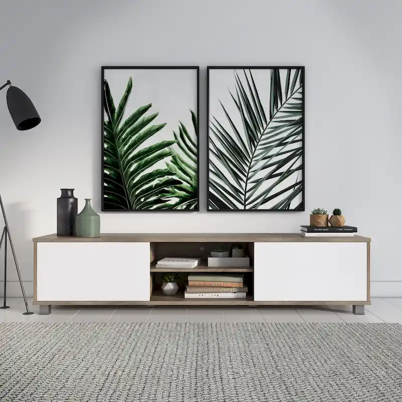Low Profile TV Stand With Doors for TV's up to 85