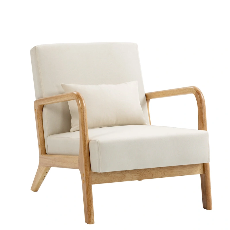 Mid Century Modern Upholstered Accent Chair with Pillow