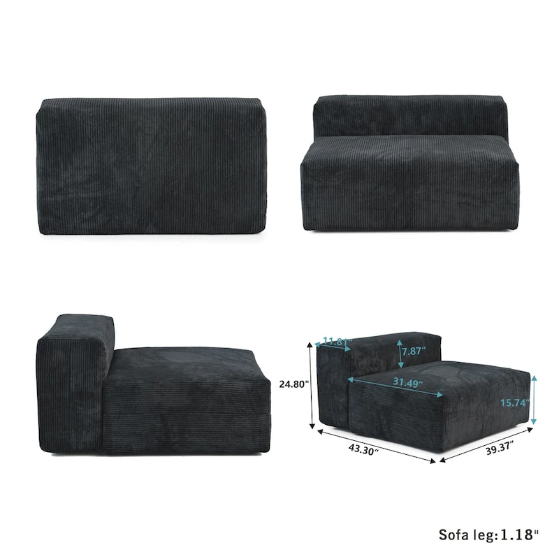 Sectional Couch Sofa with 4 Pillows, Modern Luxurious Modular Sectional Couch with Chaise Ottomans