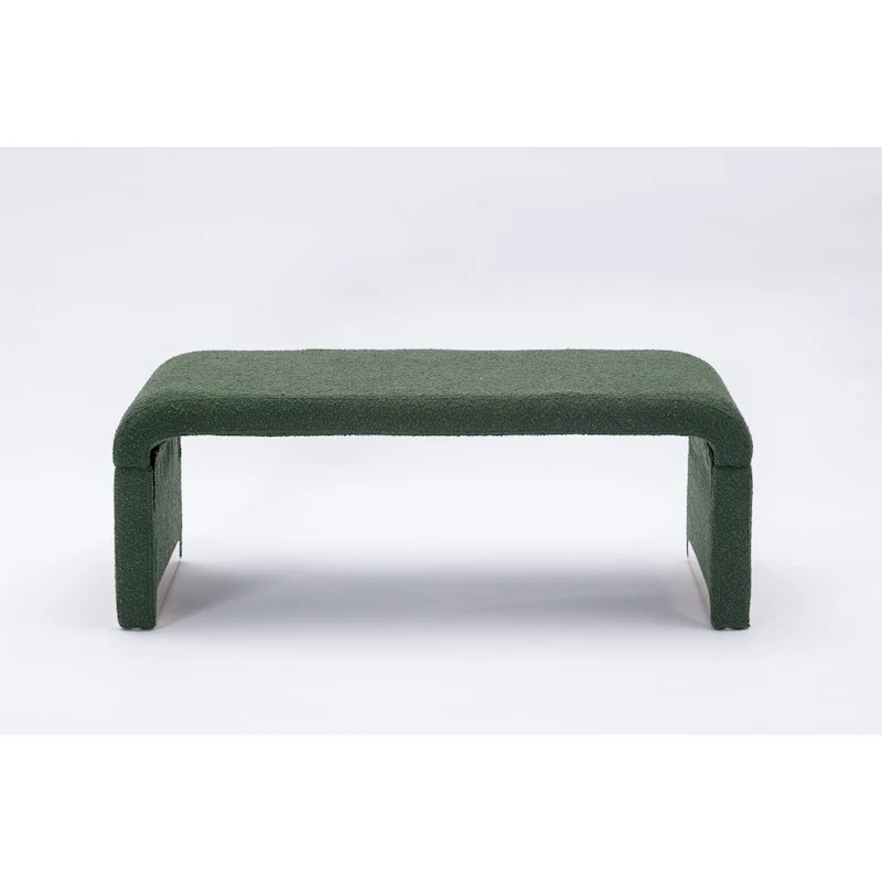 Multi-Color Boucle Fabric Bench Ottoman with Gold Metal Legs for 1–2 Person