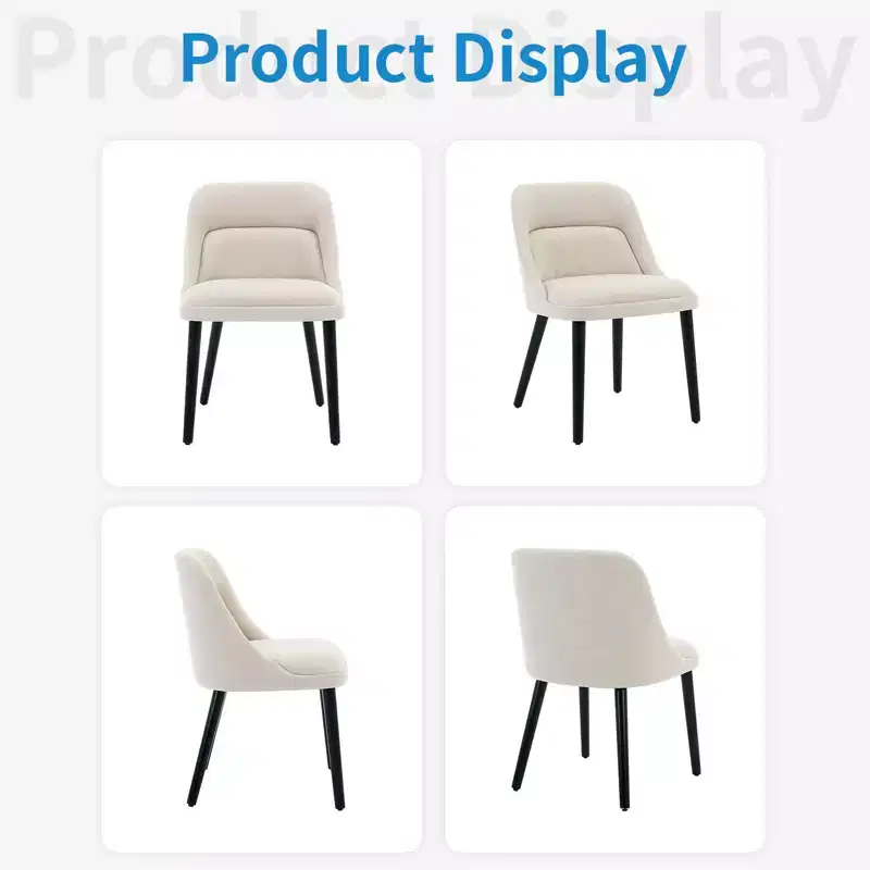 Set of 2 Dining Chairs with Wood Legs, Upholstered Linen Fabric for Kitchen, Dining Room, Cafe, Living Room