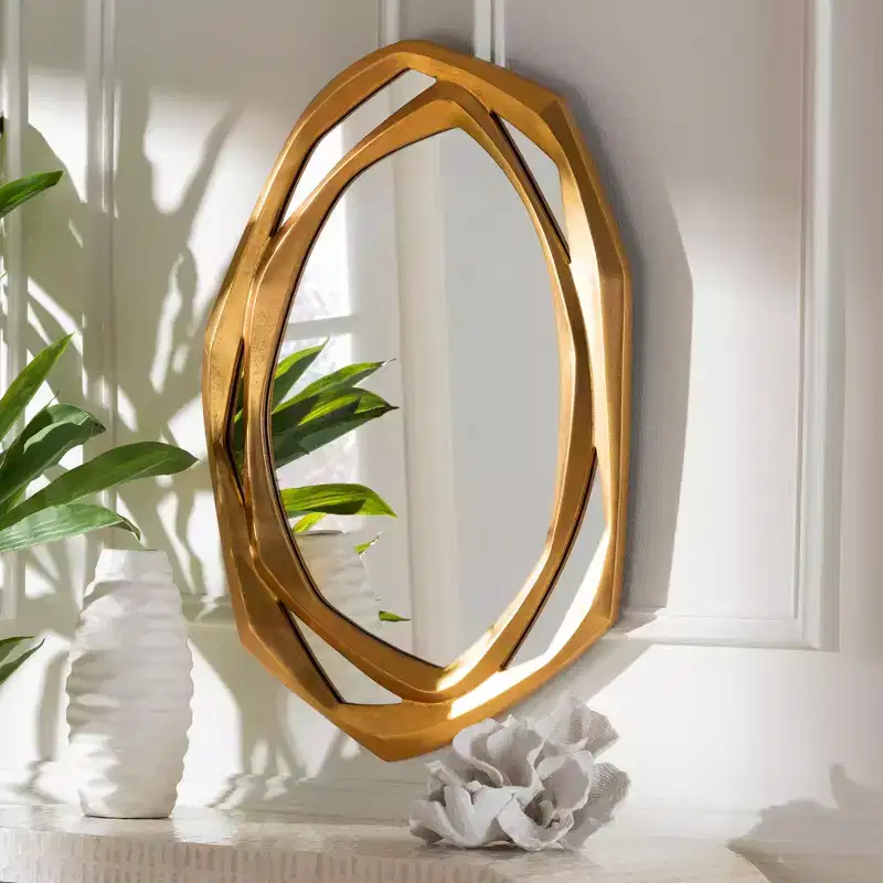 Antique Goldleaf Oval Accent Wall Mirror