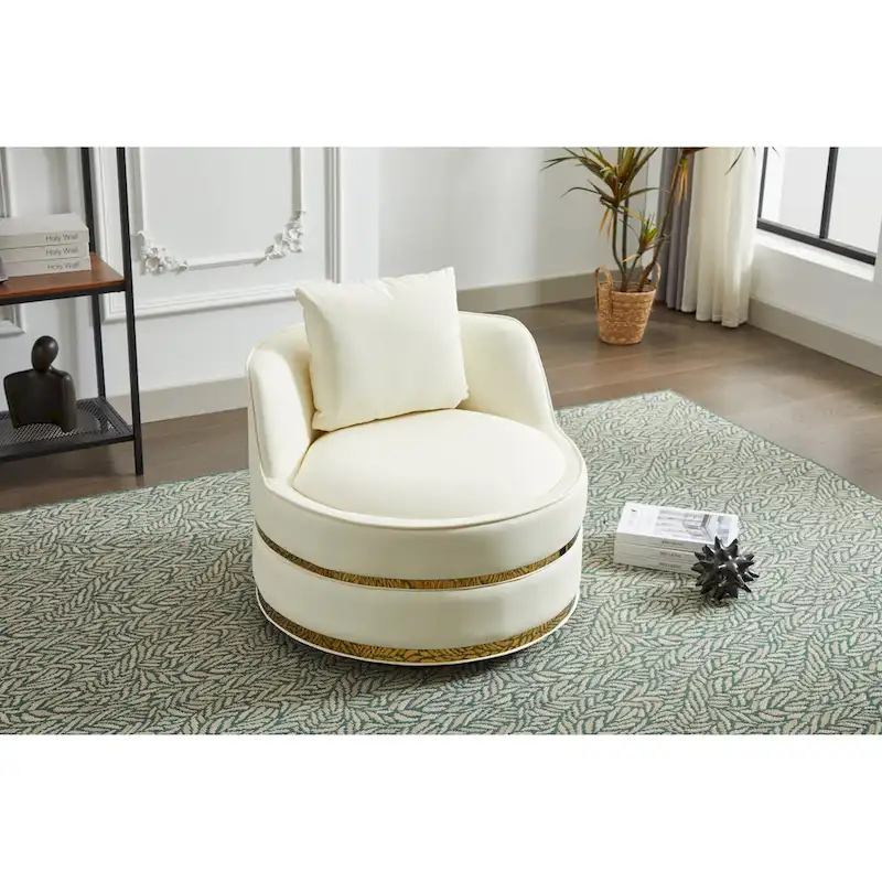Swivel Chair, 360 Swivel Accent Chair, Faux Leather Barrel Chair Club Chair, Padded Single Chair