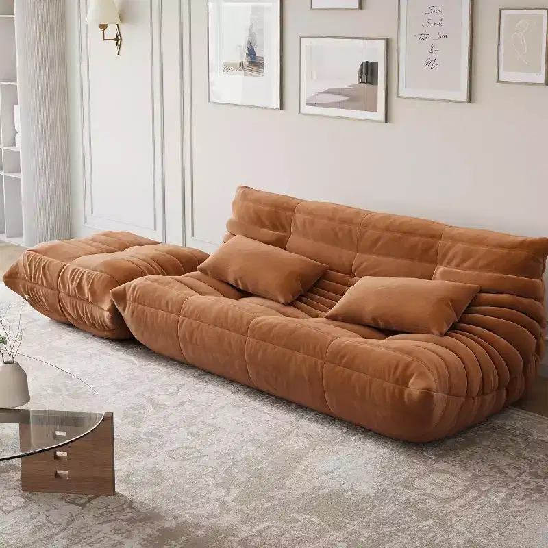 Oversized Bean Bag Loveseat Sofa with Ottoman, High-Density Foam & Faux Suede Upholstery, Green