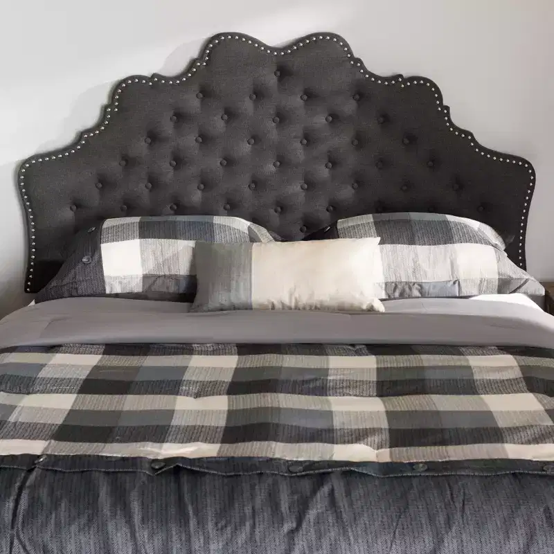 Modern and Contemporary Fabric Headboard Dark Gray