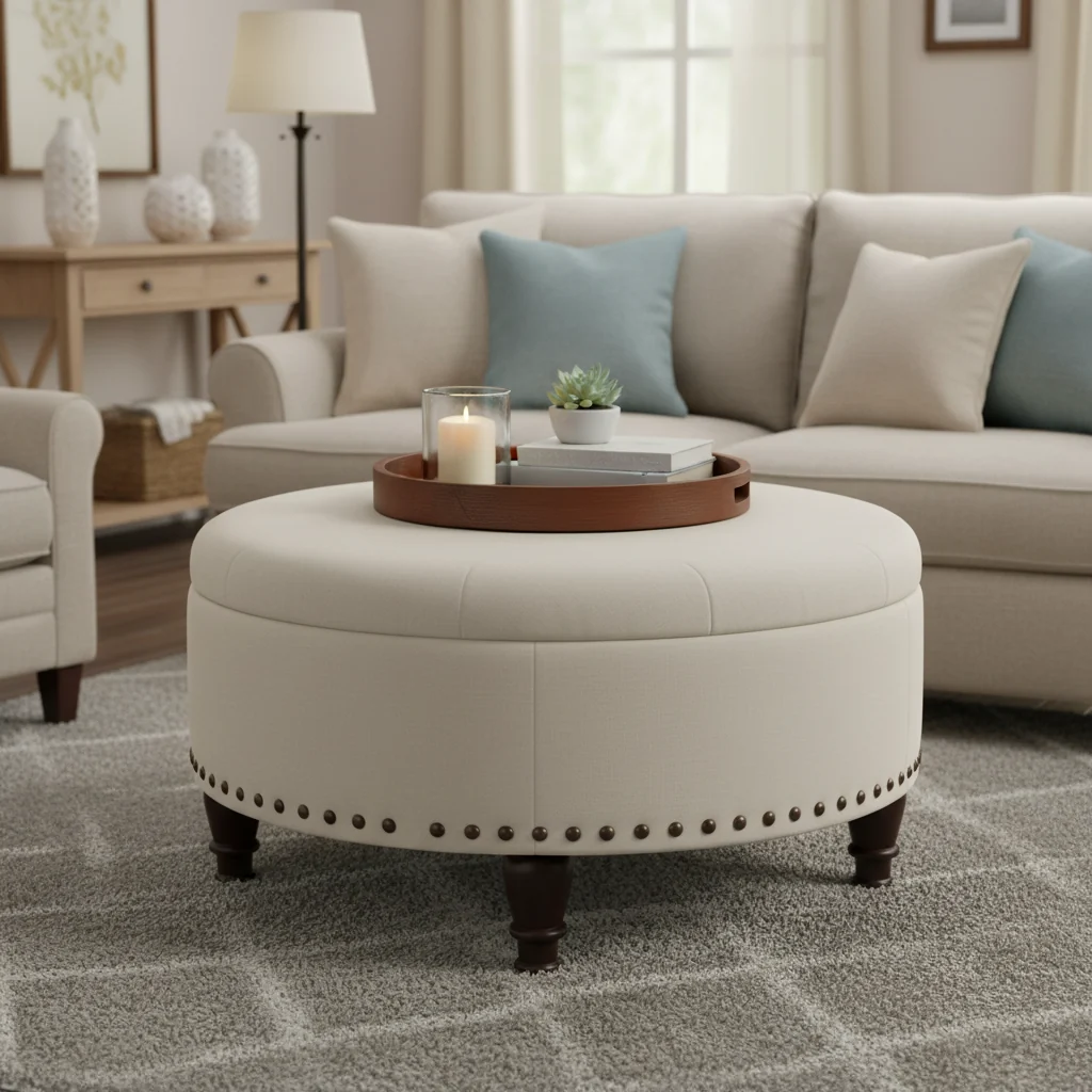 Model Augusta Storage Ottoman - Linen