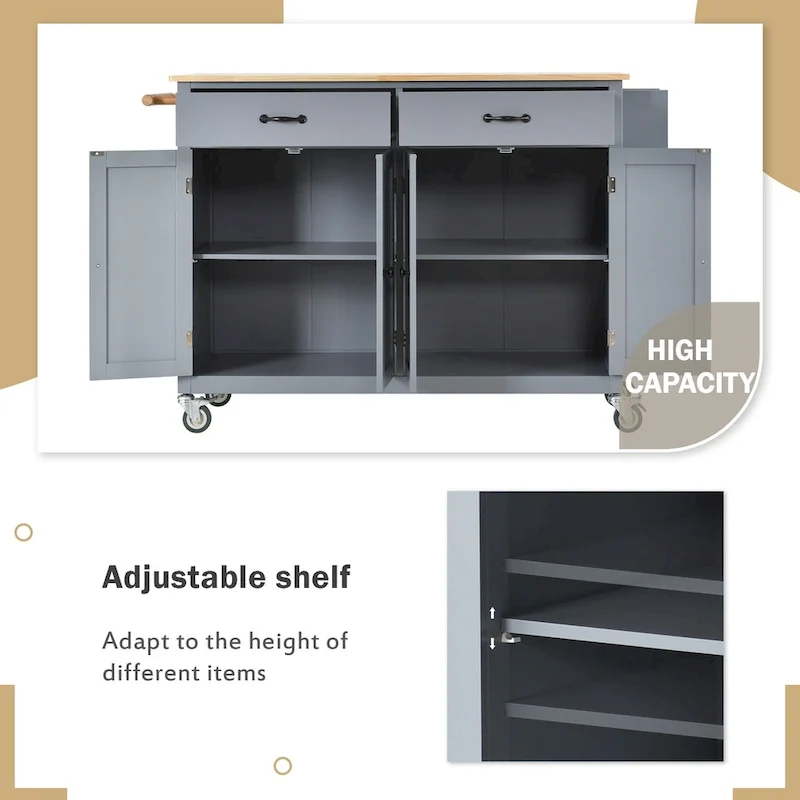 Kitchen Island Finish with Wood Top Kitchen Cart