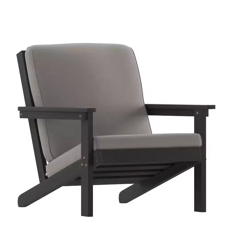 Emma and Oliver All-Weather Polyresin Adirondack Club Chair with Deep Seat and Comfortable Back & Seat Cushions