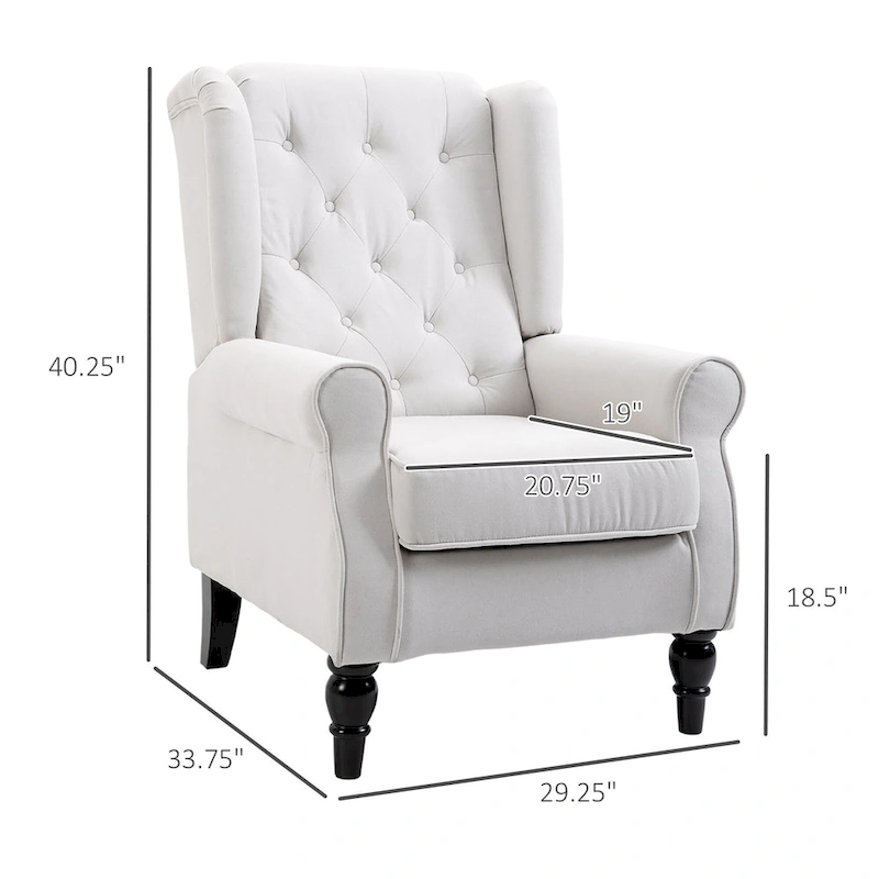 Button-Tufted Accent Chair with High Wingback, Rounded Cushioned Armrests, and Thick Padded Seat