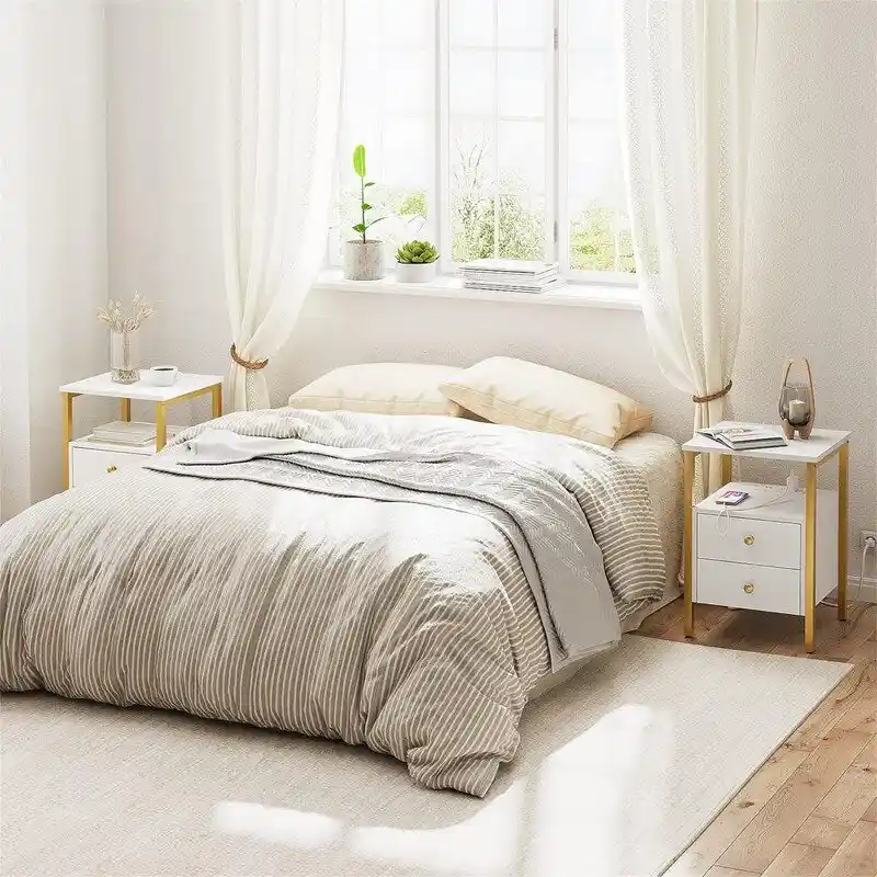 Bedside Table with Charging Station