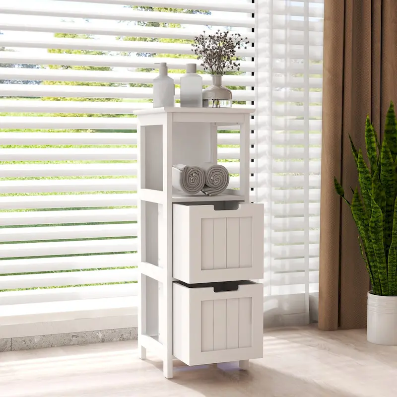 Bathroom Floor Cabinet with 2 Drawers and 1 Storage Shelf