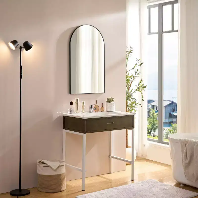 Okak Vintage Bathroom Mirror with Aluminum Frame, Wall Mirror with High Reflection, Vanity Mirror for Bathroom, Bedroom