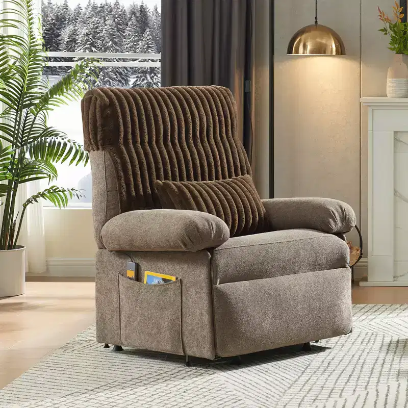 Power Lift Recliner Chair for Elderly,Adjustable Angle Electric Recliner With Triple Motor,Side Pocket&Soft Recliner for Living Room & Bedroom