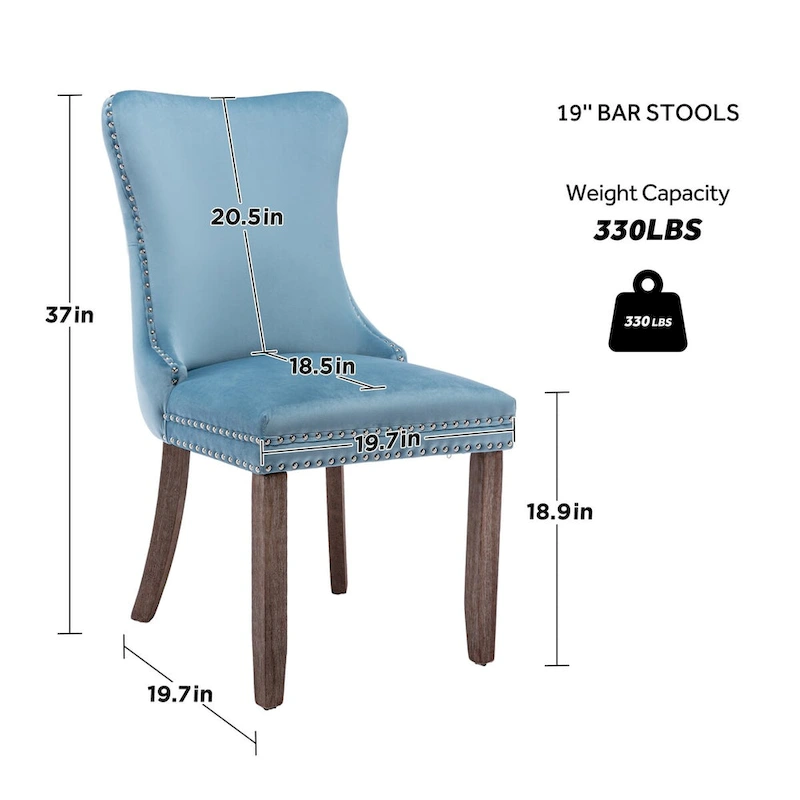 KATA Velvet Upholstered Wingback Dining Chairs Set of 2