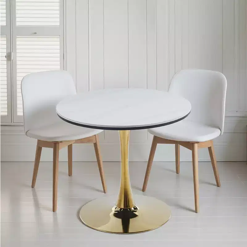 Dining Table with Marble Finish Top, MDF Construction, Kitchen or Executive Desk