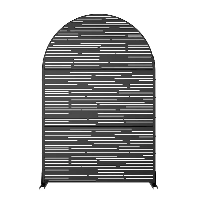A-Style Black Arched Galvanized Steel Screen 183x120x40cm