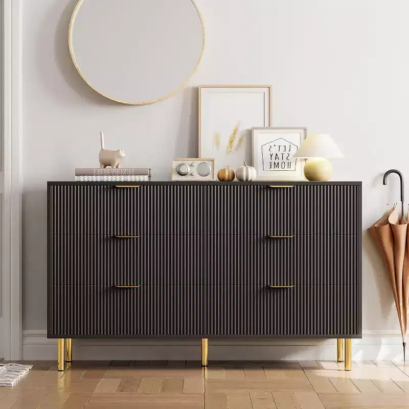 Zstar 6 Drawer Dresser for Bedroom, with Metal Handles