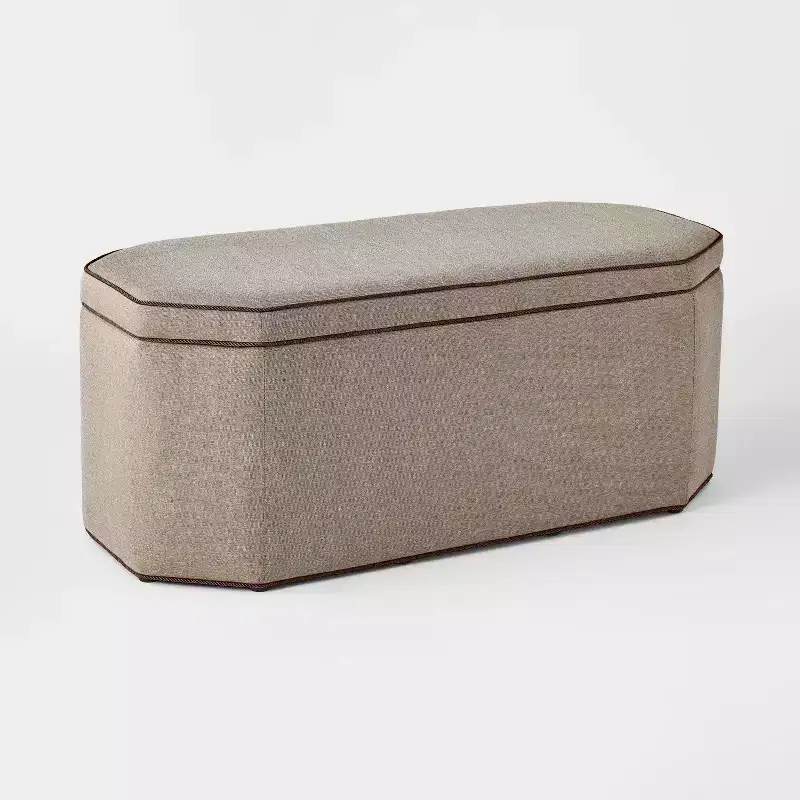 Storage Bench with Twisted Piping Detail Brown Linen - Threshold™ designed with Studio McGee