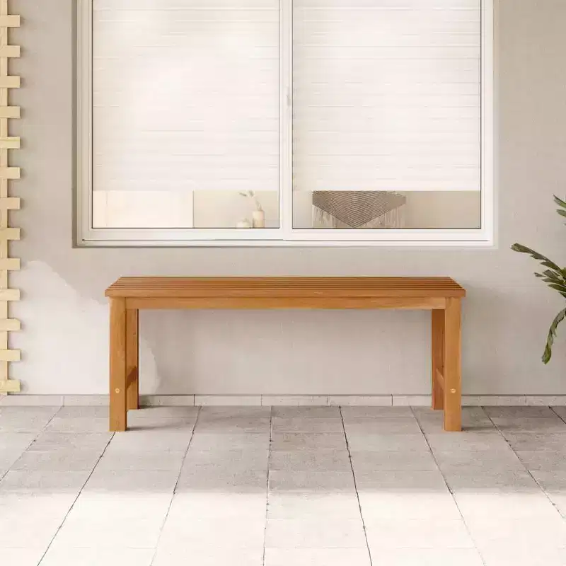 Bench Brown Solid Teak Wood 45 in Strong Bench Rectangular