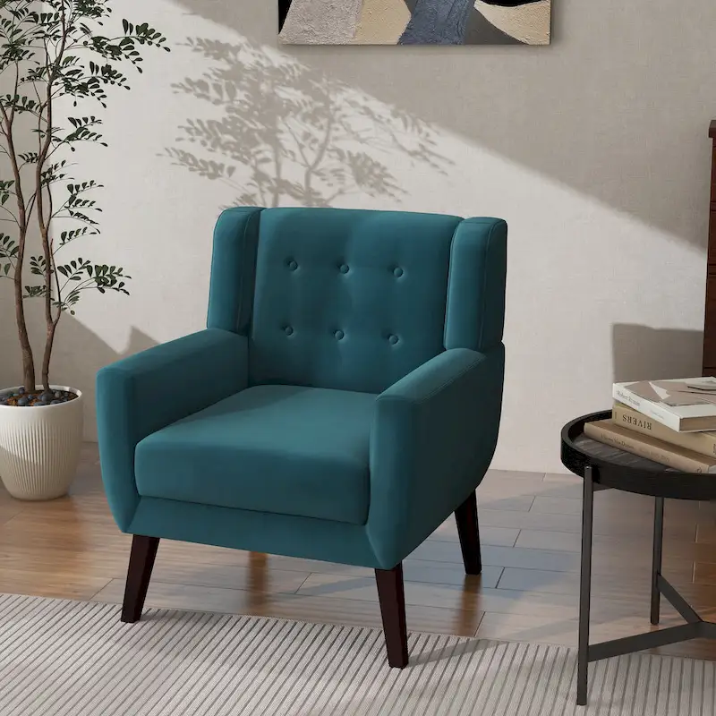 Modern Accent Chair Velvet Armchair - 28.9W x 35.1H x 29.5D