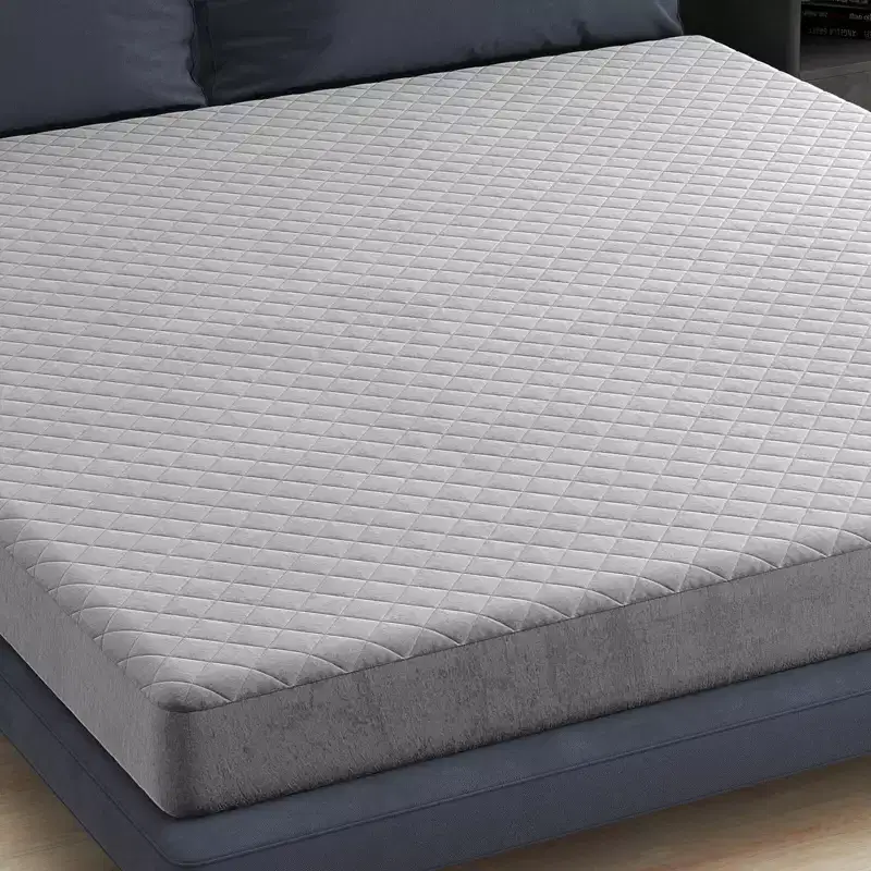 Costway Twin/Queen/King Size Mattress Protector with Deep Pocket Sponge Padding Anti-slip Bottom Gray