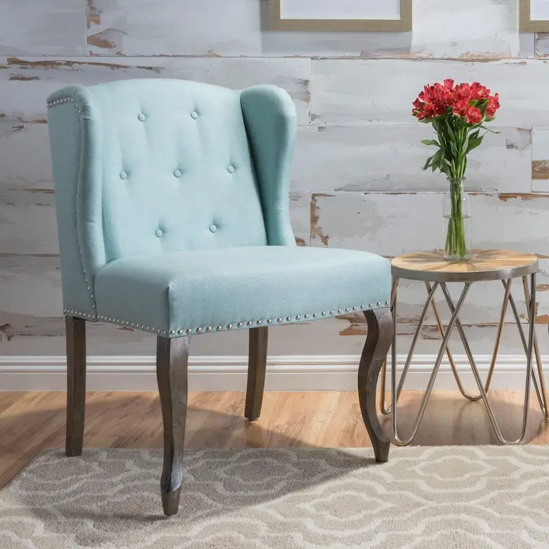 Niclas Wing Back Studded Fabric Accent Chair by Christopher Knight Home