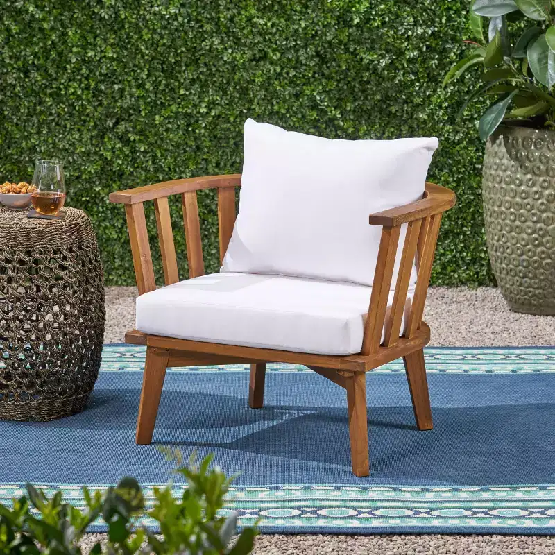 Solano Acacia Wood Club Chair: Weather-Resistant Patio Seating - Christopher Knight Home