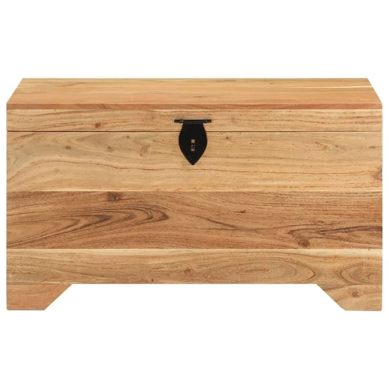 Solid Acacia Wood Storage Chest – Brown, Natural Finish, Multipurpose