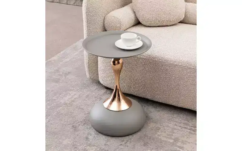 Mermaid Tail Pedestal Round Side Table, Anti-Rust Metal Tray Top Small Coffee Table, Versatile Accent Table, End Table for Living Room