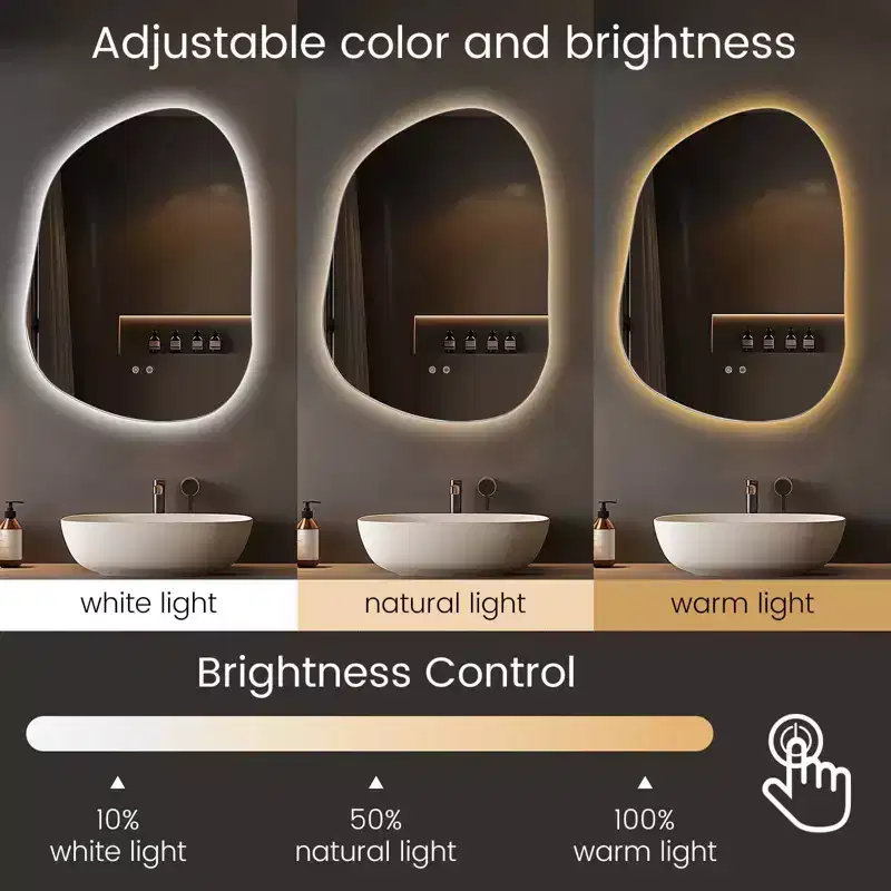 22"x30" Irregular LED Vanity Mirror Clear