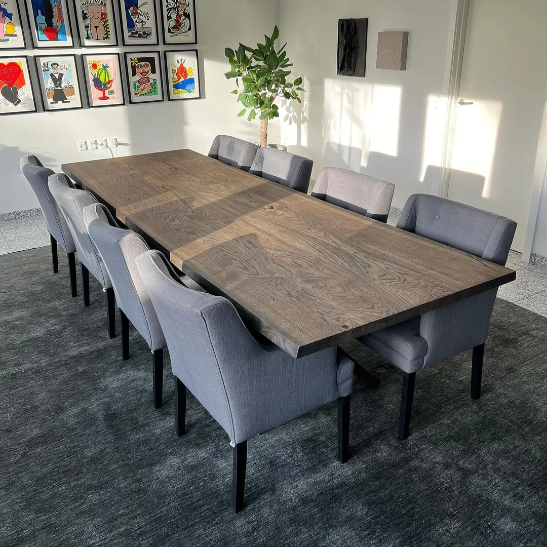 Oak Dining Table in Charcoal - Handcrafted from solid wood - this exquisite dark oak wood dining table is a stunning addition to