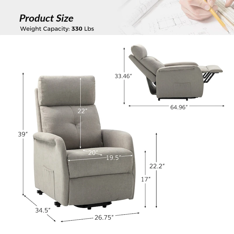 Elisa Power Remote Lift Assist Recliner Set Of 2 with Metal Base