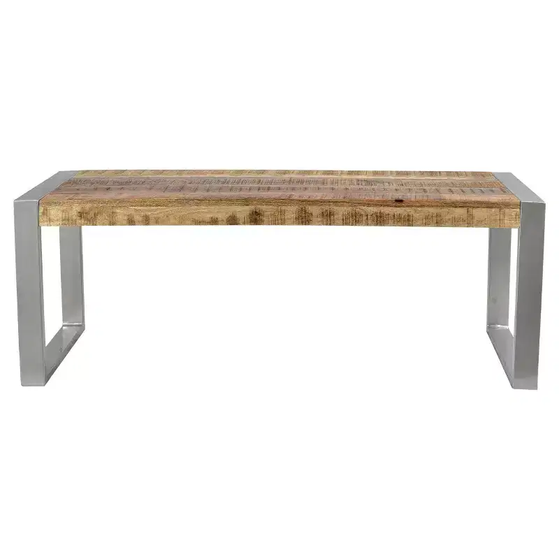 Reclaimed wood and Silver Metal - Bench -
