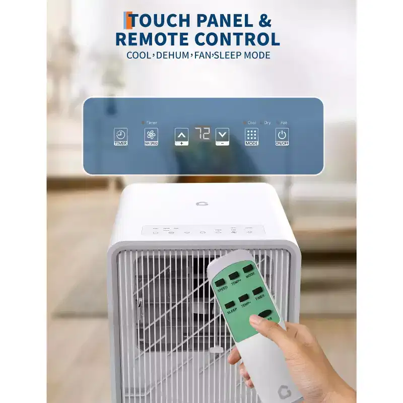 12,000 BTU Portable Air Conditioner 3-in-1 Drainage-Free AC for Bedrooms (190-250 Sq.Ft), Dehumidifier, Fan, Sleep Mode, 24-Hour Timer