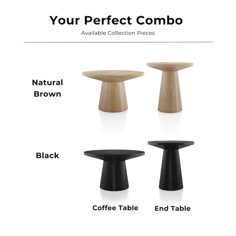 Furniture of America Vitten Modern Round Solid Wood Pedestal Coffee Table