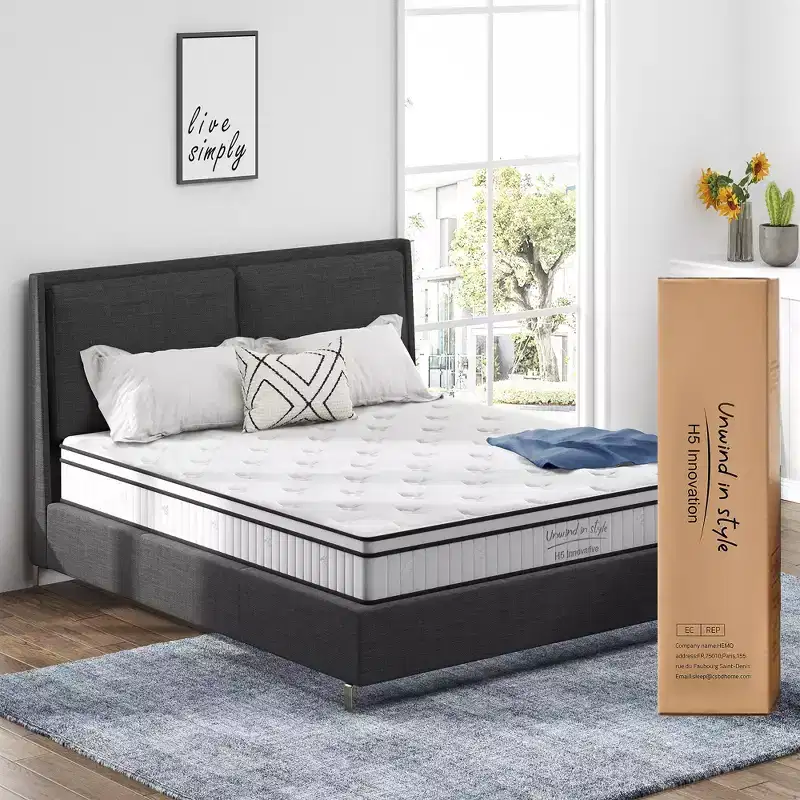 Medium Firm Mattress, Hybrid Mattress with Memory Foam and Pocketed Innerspring, Mattress in a Box for Kids, Adults