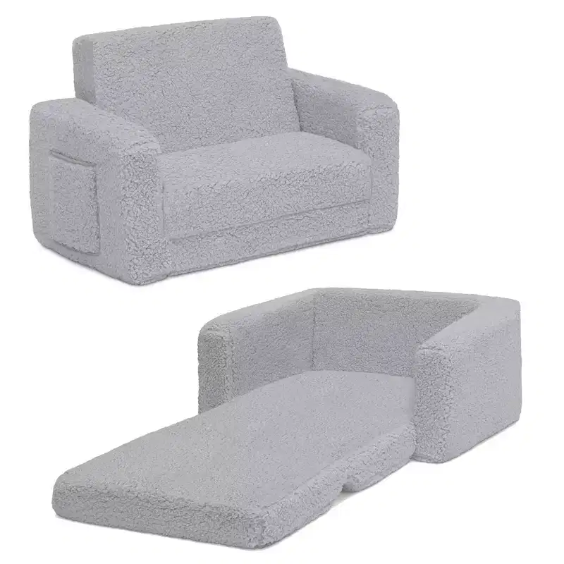 Kids Plush 2-in-1 Convertible Chair to Lounger – Cozy Flip-Out Seat for Children