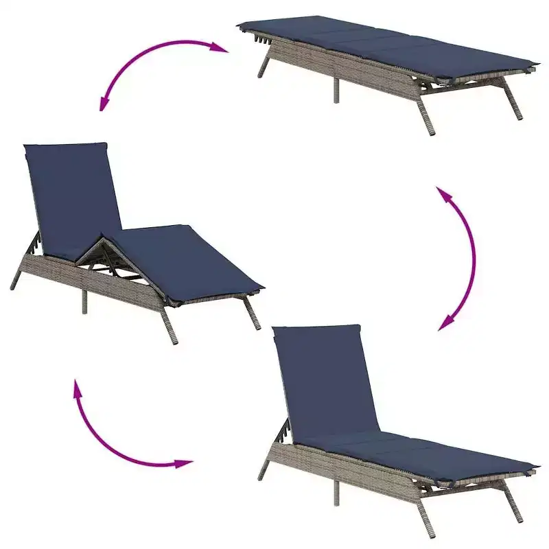 vidaXL Patio Sun Lounger PE rattan Extra Long Adjustable Footrests