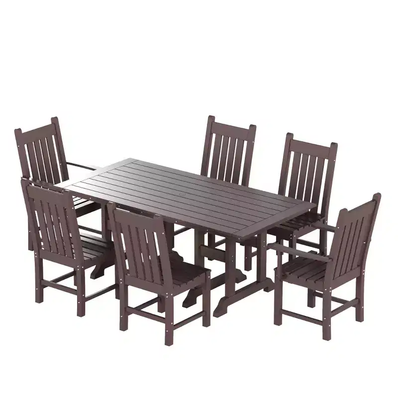 WestinTrends Malibu 7 Piece Outdoor Patio Dining Set Outdoor Dining Table with Dining Chair, Dark Brown