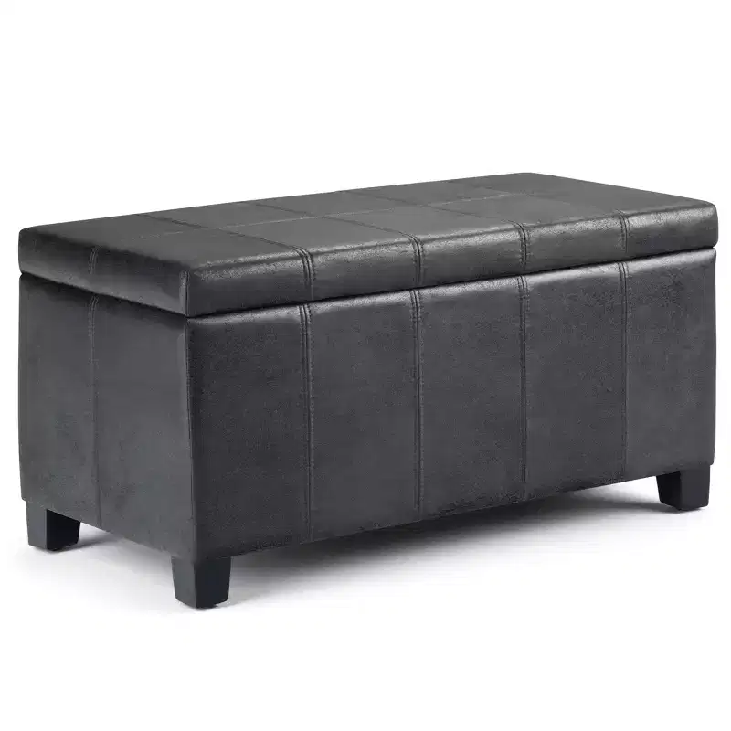 36IN Rectangular Storage Ottoman with Wide Padding Seat, End of Bed Bench with Wooden Frame, Ottoman Foot Rest for Living Room