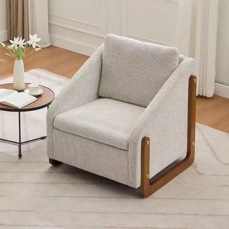 TUYOHW Chenille Fabric Armchair,Accent Chair with Wooden Side Frame,Golden Nailhead Trim,Upholstered Leisure Chair for Living Room,Bedroom