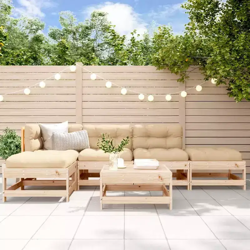 vidaXL Garden Lounge Set Beige Solid Pine Wood Large Modular