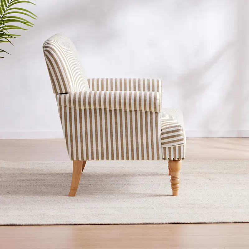 Rolled Armchair Accent Chair Set of 2 Blue/ Grey/ Brown