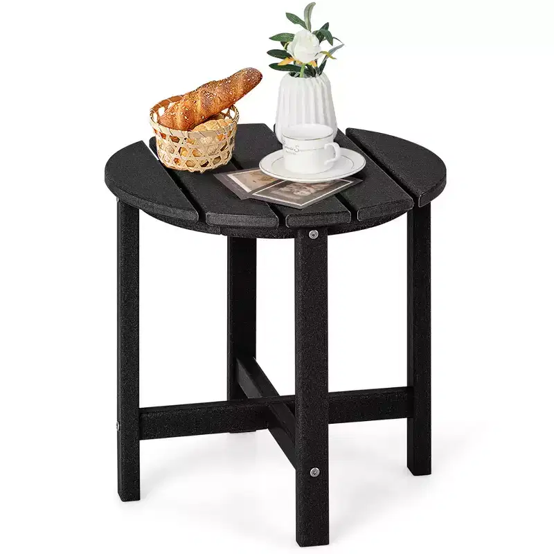 Costway 18'' Patio Round Adirondack Side Table Weather Resistant HDPE Garden