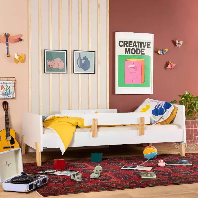 Fun Twin Bed with Safety Guardrails for Kids