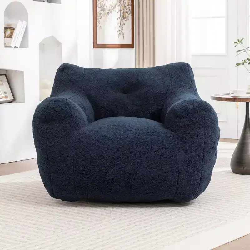 Bean Bag Chair with Arms, Teddy Giant Bean Bag Sofa with High-Density Foam, Floor Chairs for Adults, Bean Bag Couch for Living Room