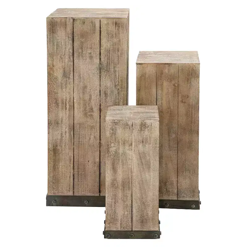 Wood (Set of 3) Square Pedestal Accent Tables Natural - Olivia & May: Fully Assembled, Indoor Use
