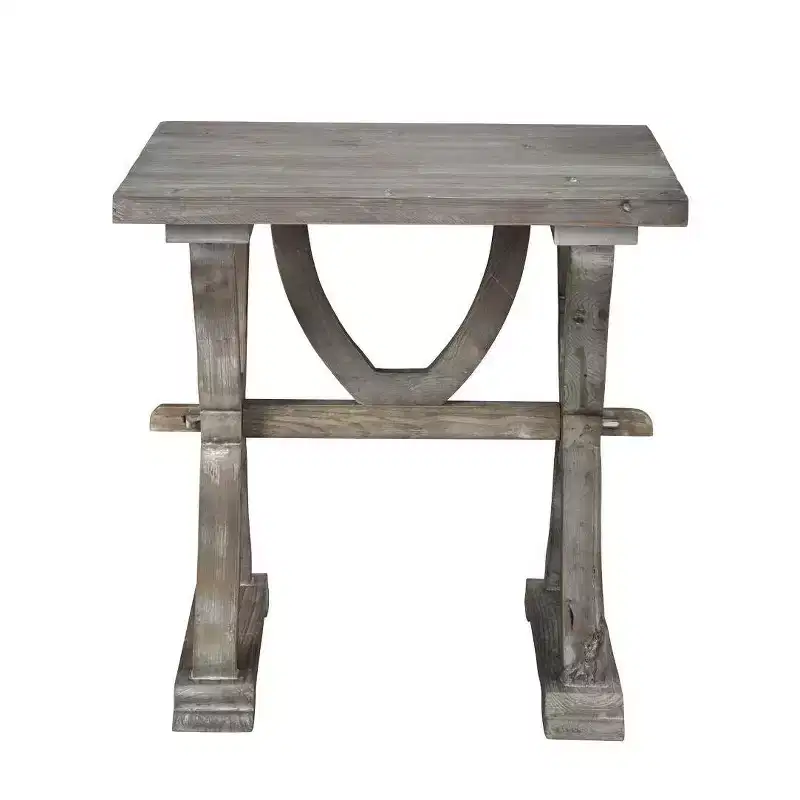 Reclaimed Wood Side Table Whitewash Finish